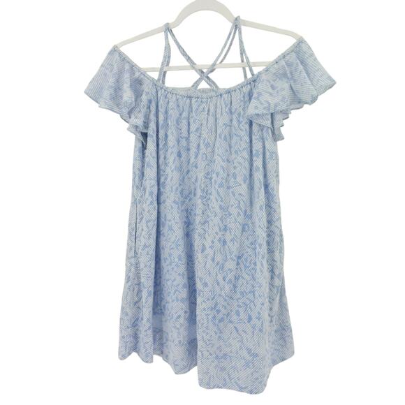 HD in Paris Anthropologie Dayflower Off Shoulder Mini Dress SP Blue White - Picture 4 of 7